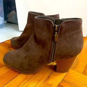 Brown Suede Chunky Heels